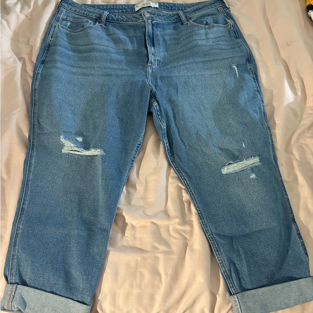 Hollister Blue Denim Jeans with Brown Patch - Picture 2 of 3
